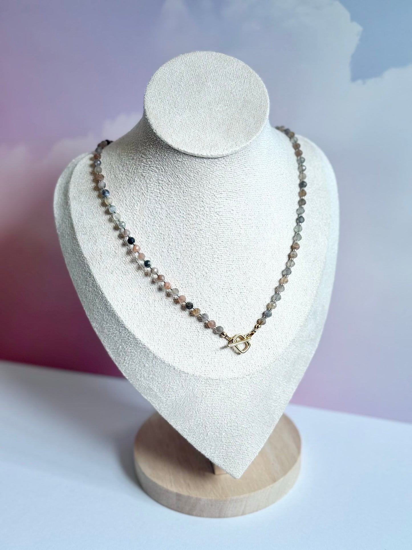 Peach Moonstone Gold-Filled Necklace