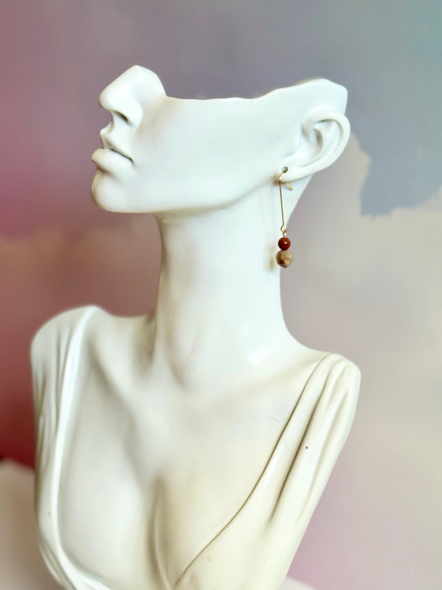 Sunstone & Amazonite Dangling Earrings