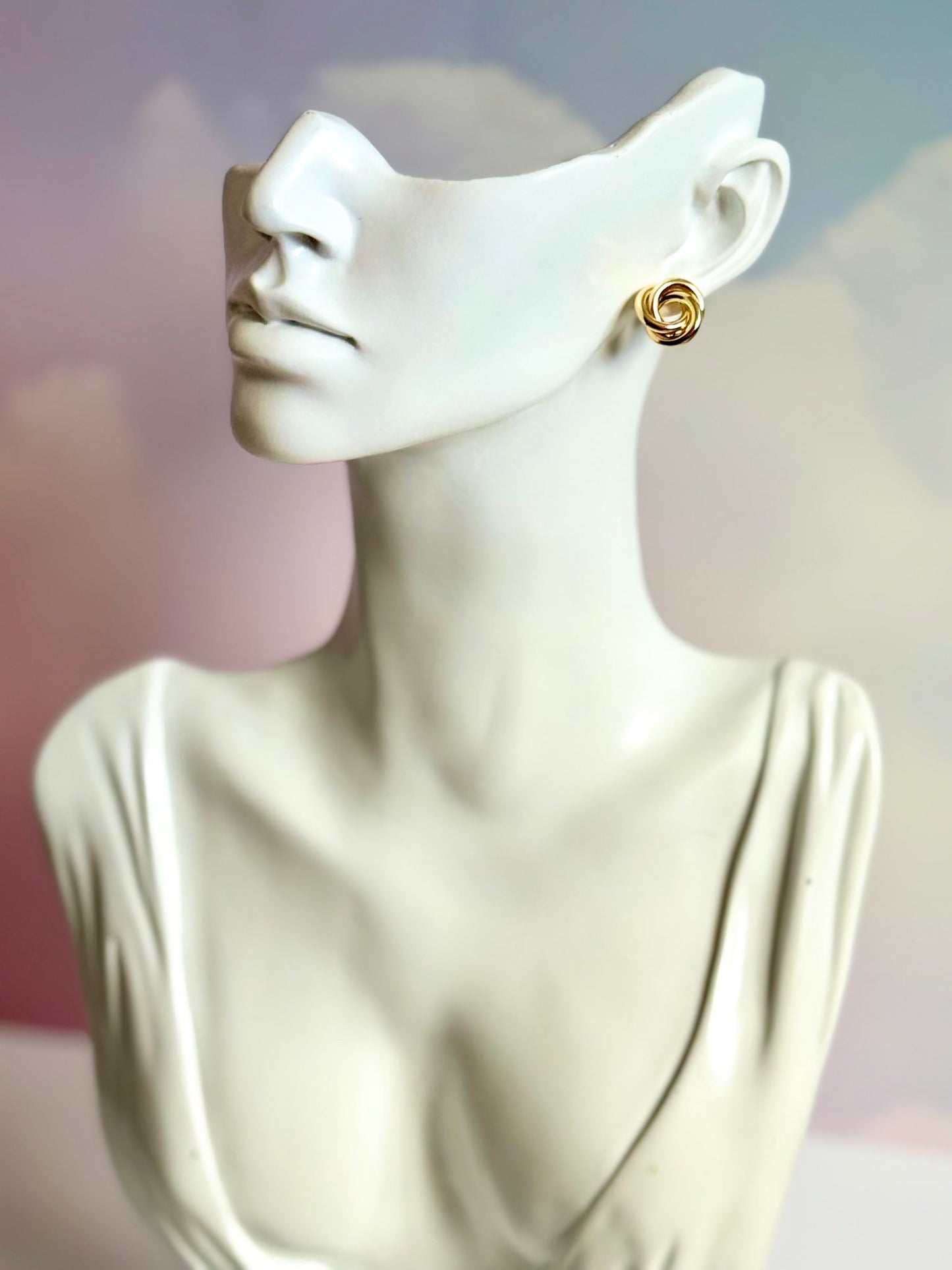 Woven Knot Gold Stud Earrings