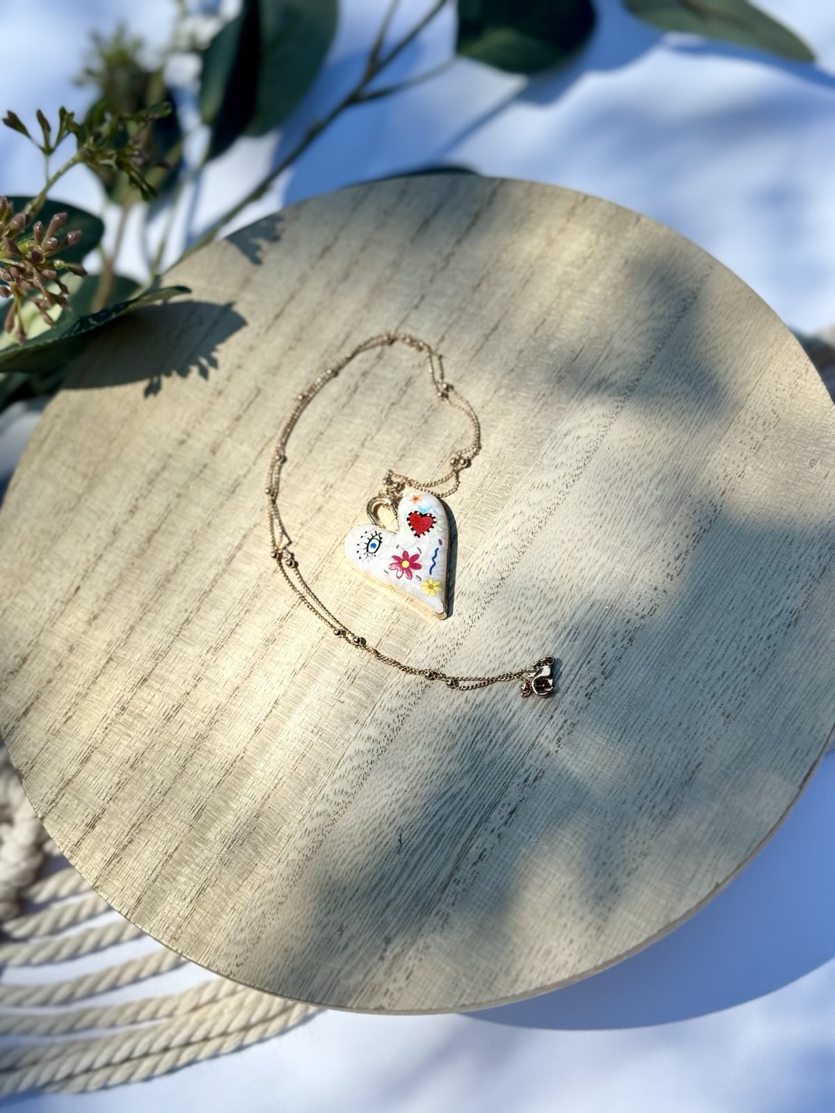 Enamel Heart Gold-Filled Charm Necklace