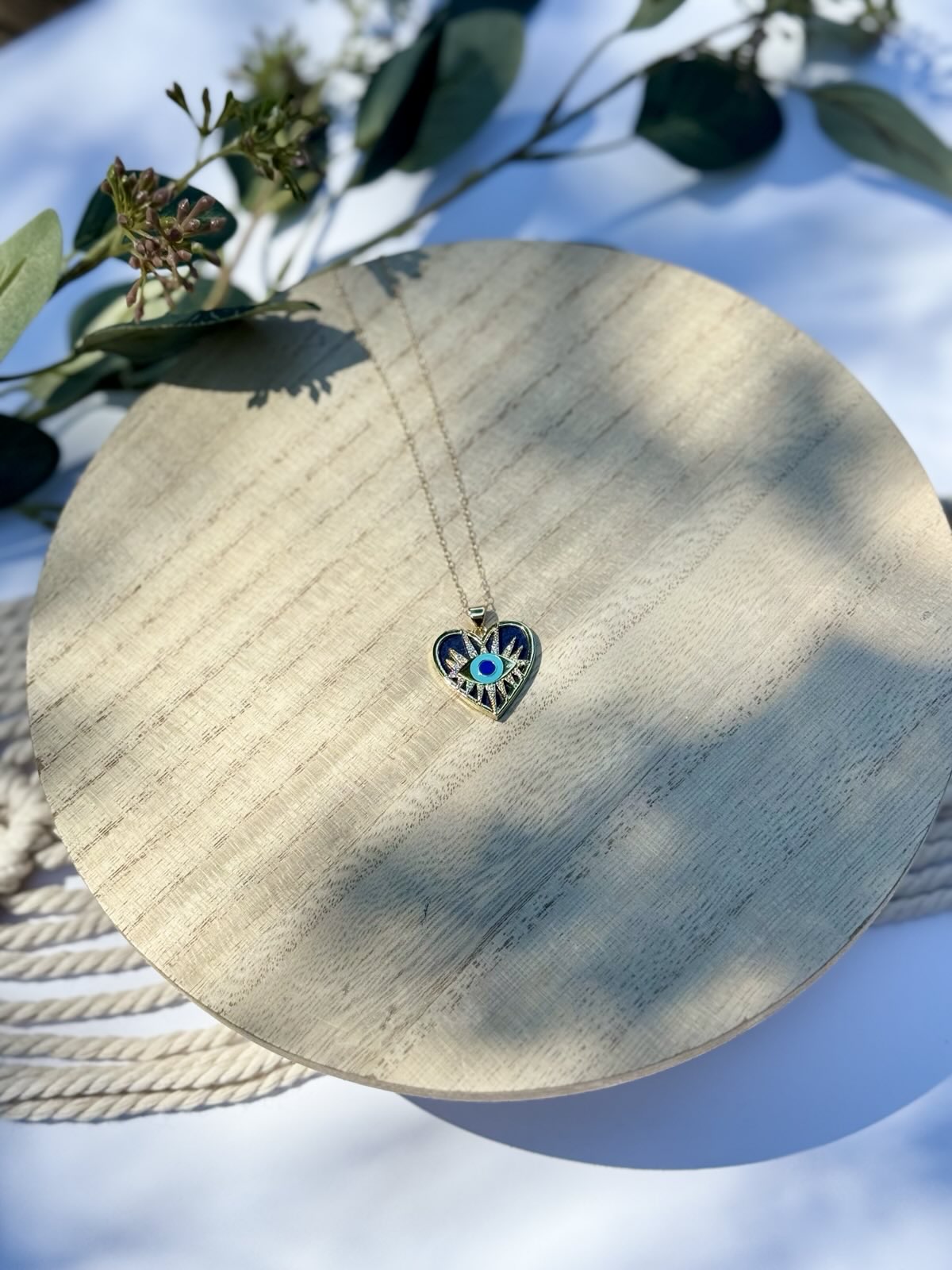 Heart Evil Eye Gold-Filled Charm Necklace