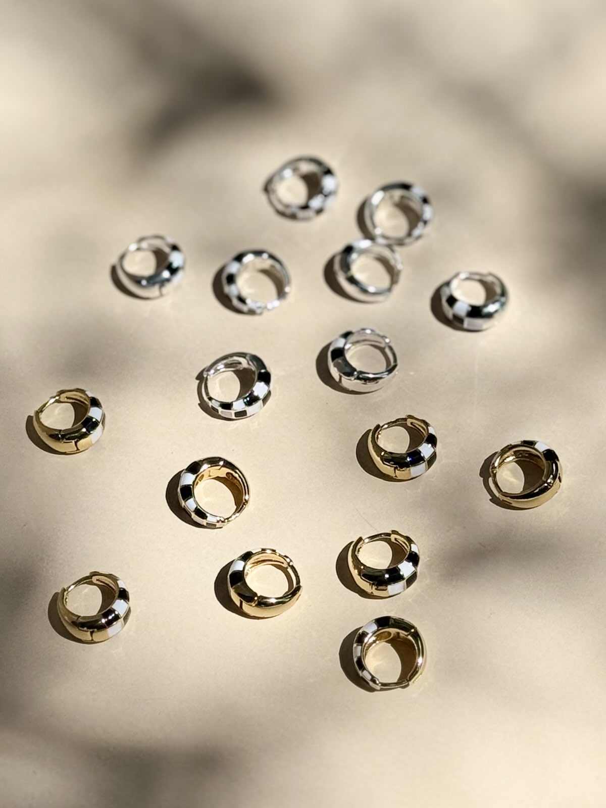 Black Checker Enamel Hoops