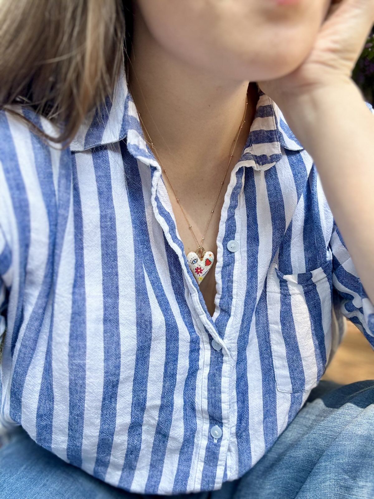 Enamel Heart Gold-Filled Charm Necklace