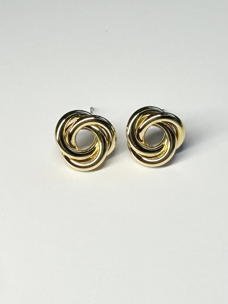 Woven Knot Gold Stud Earrings