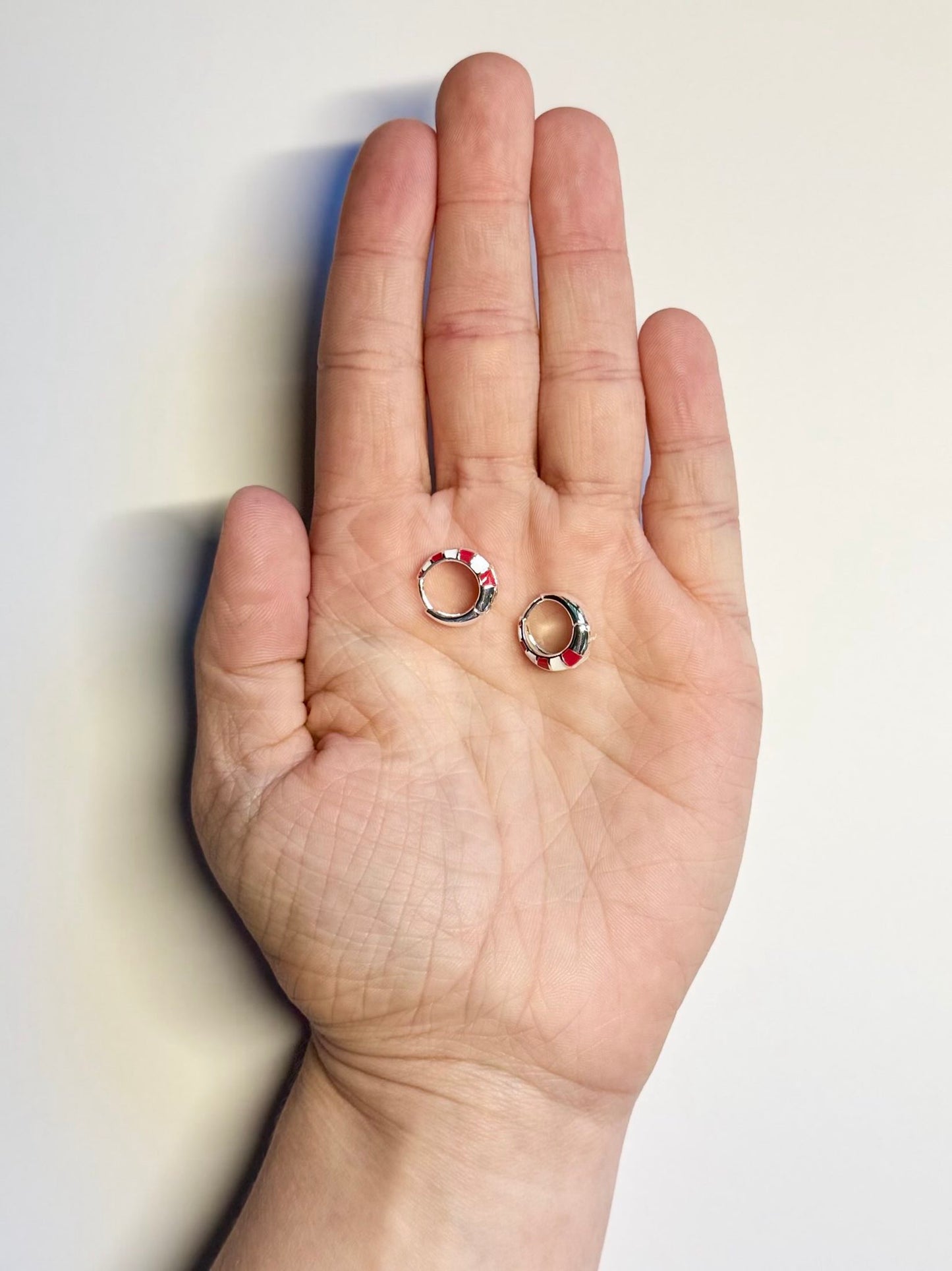 Checkered Enamel Hoops in Red or Black