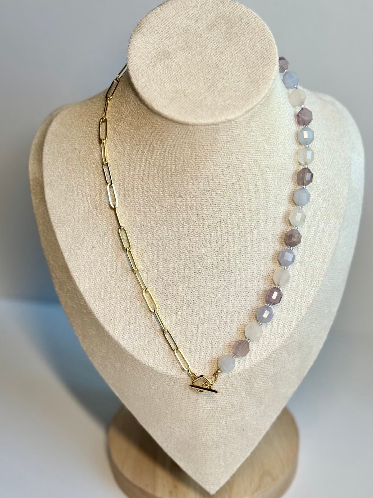 Lavender Amethyst, Rose Quartz, & Aquamarine Gemstone Gold-Filled Necklace