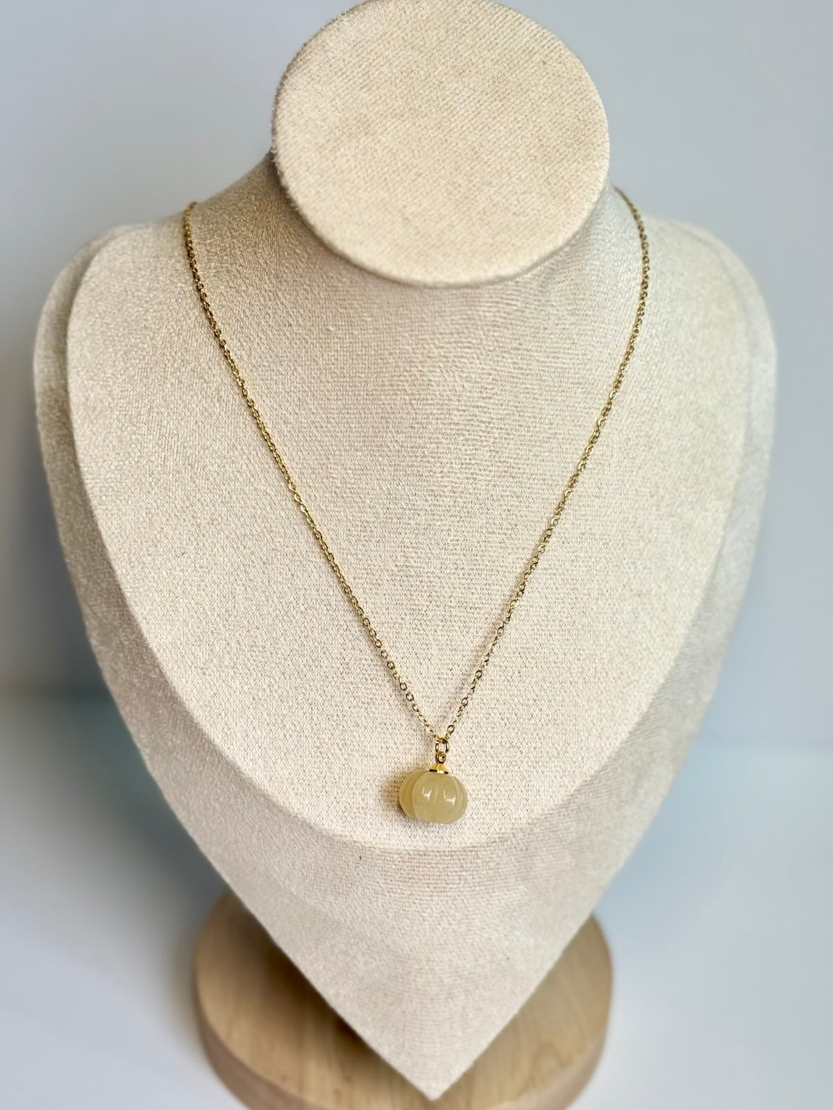 Pumpkin Gemstone Charm Necklace