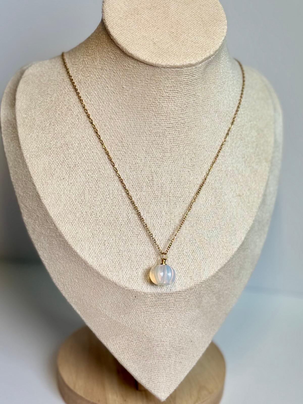 Pumpkin Gemstone Charm Necklace