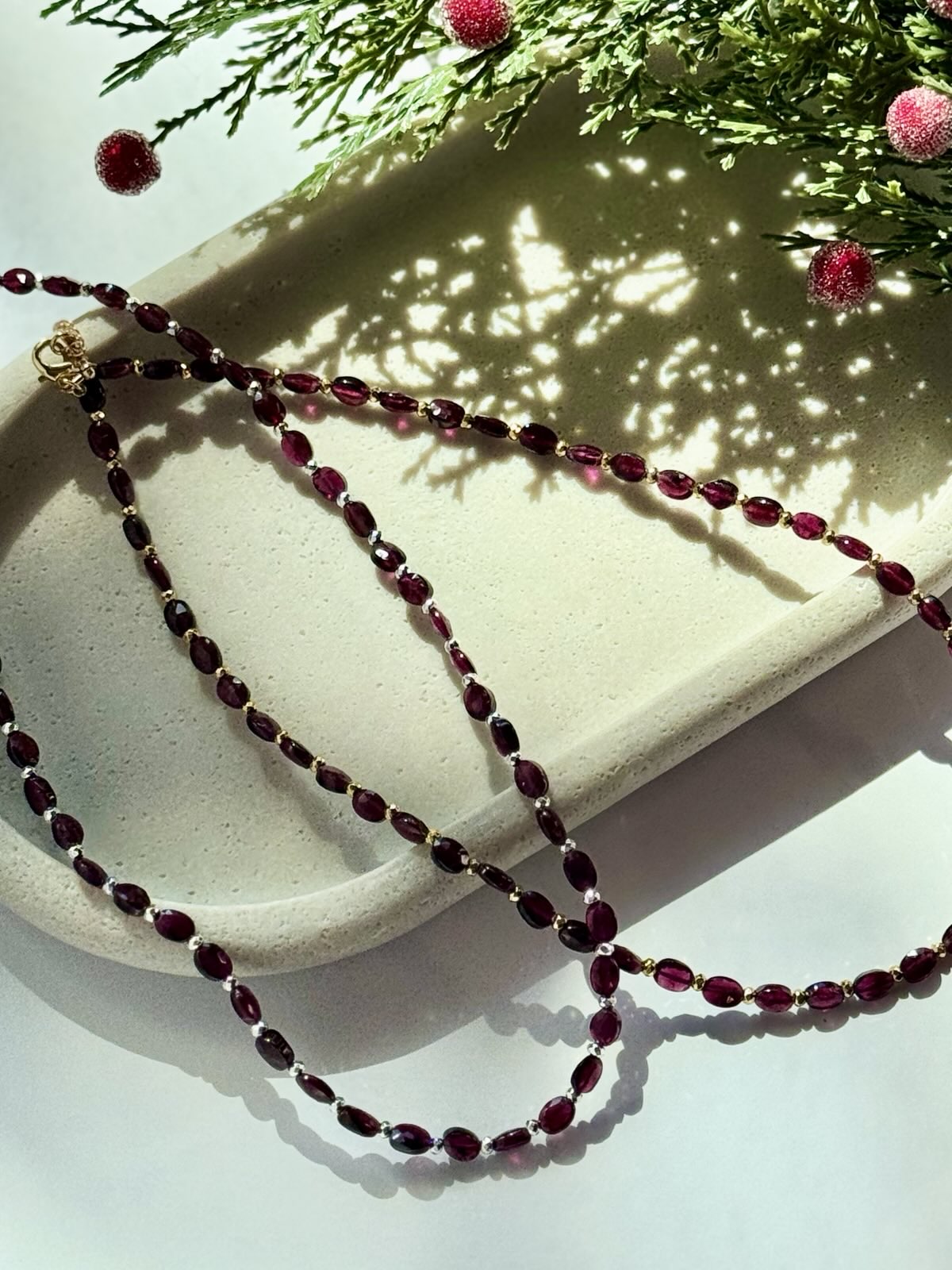 Holiday Festive Garnet Necklace