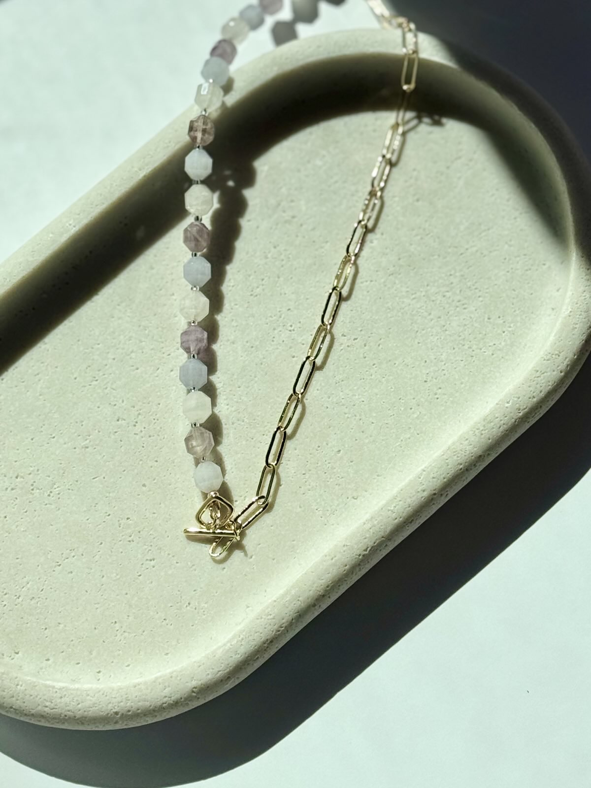 Lavender Amethyst, Rose Quartz, & Aquamarine Gemstone Gold-Filled Necklace