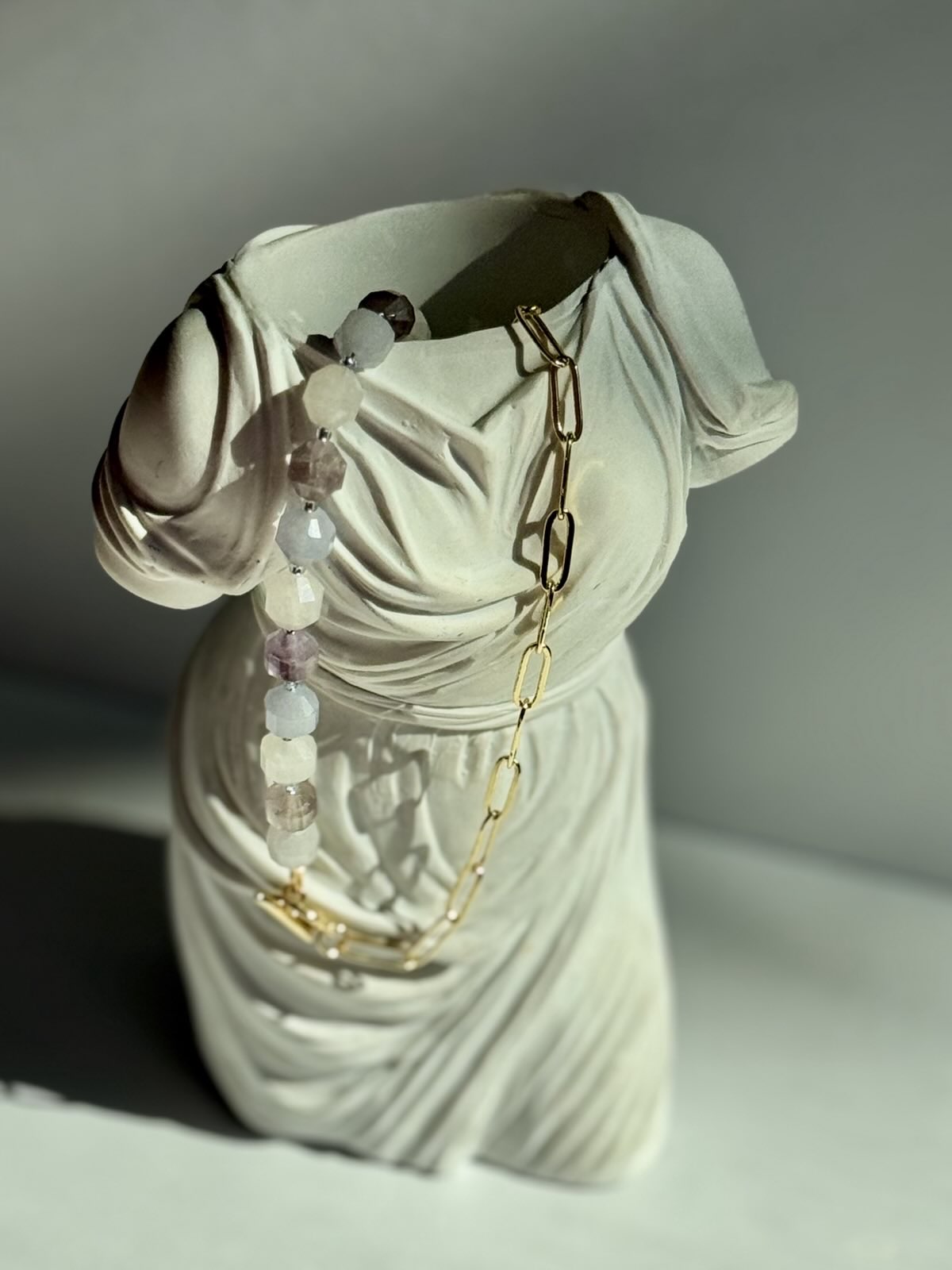 Lavender Amethyst, Rose Quartz, & Aquamarine Gemstone Gold-Filled Necklace