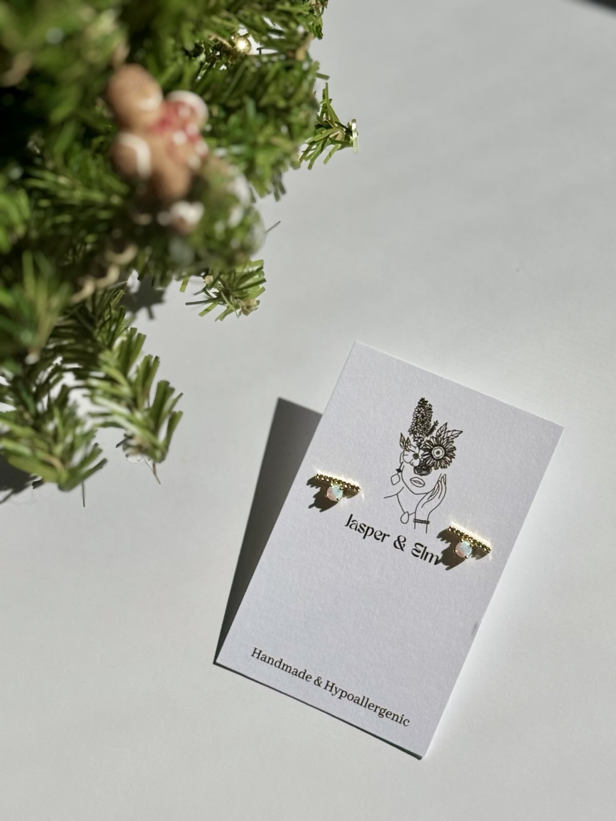 Opal Bar Stud Earrings