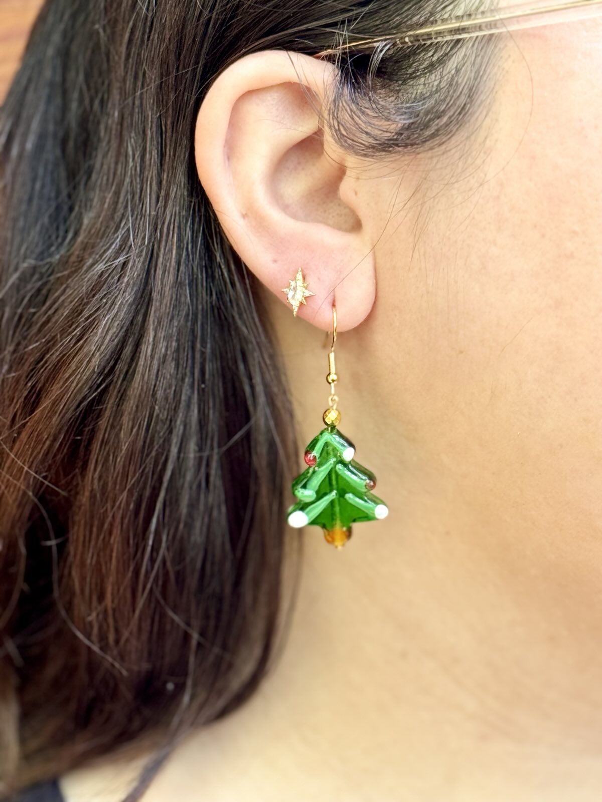 Christmas Tree Beaded Earrings