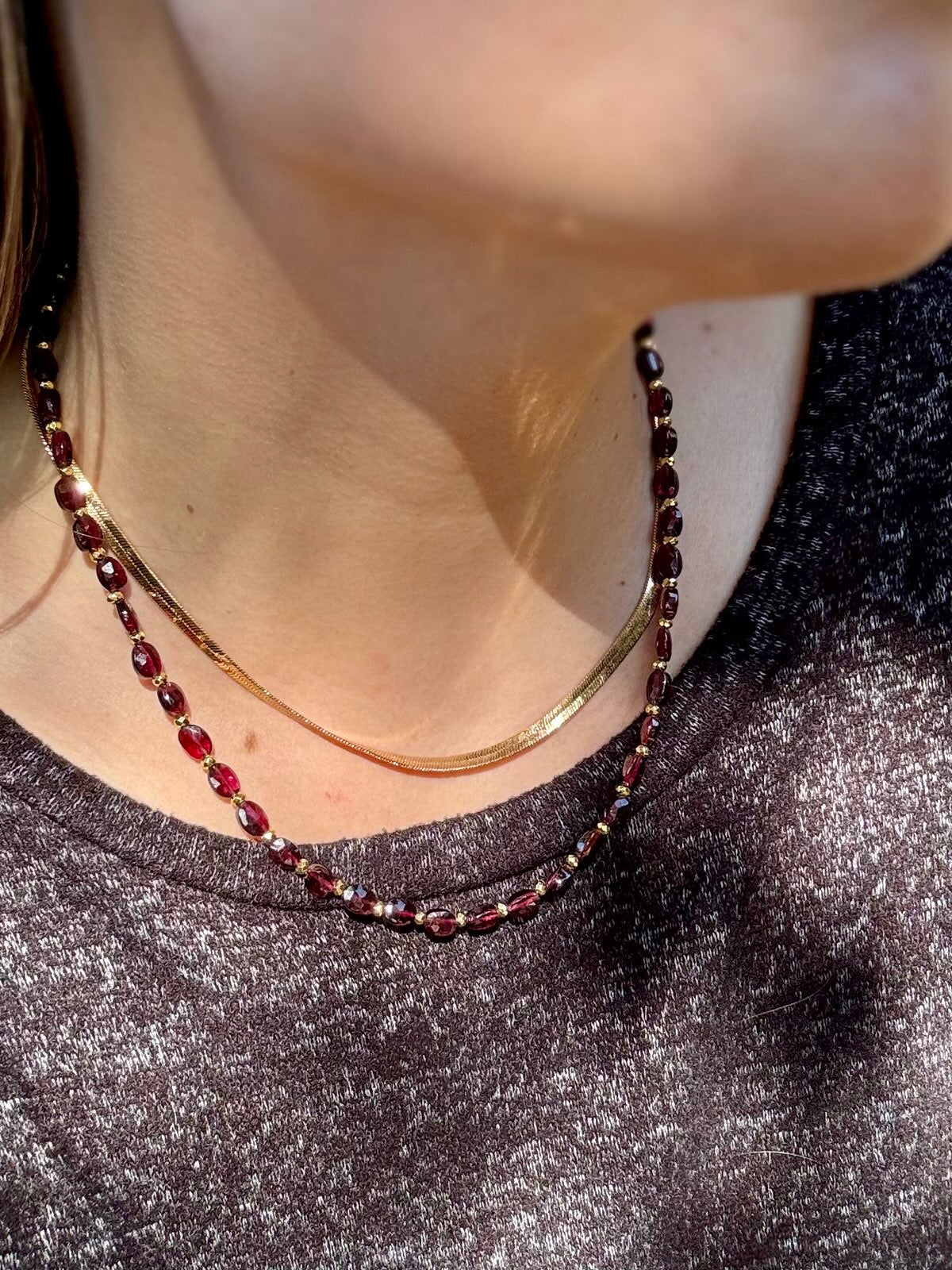 Holiday Festive Garnet Necklace