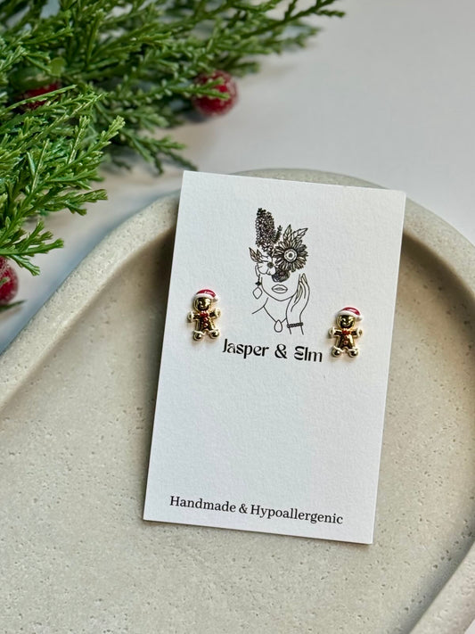 Gingerbread Santa Stud Earrings