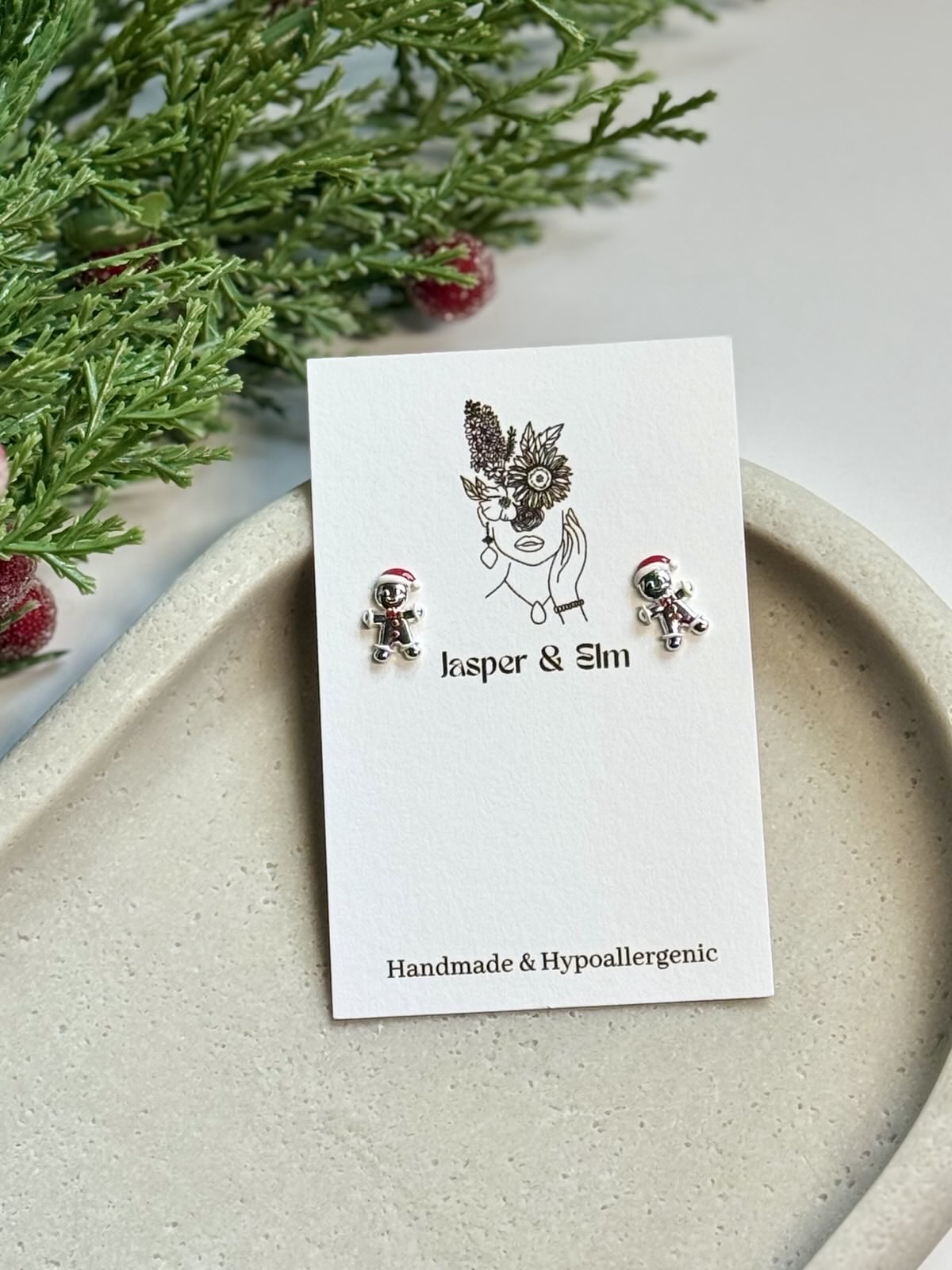 Gingerbread Santa Stud Earrings