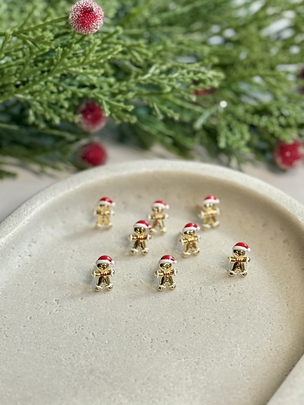 Gingerbread Santa Stud Earrings