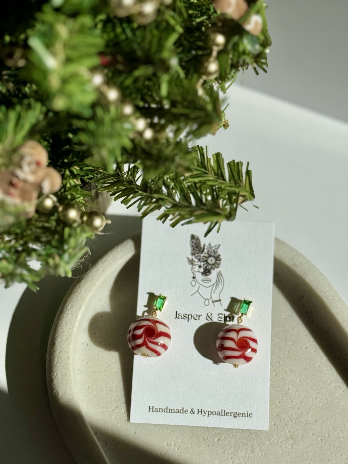 Peppermint Candy Beaded Earrings