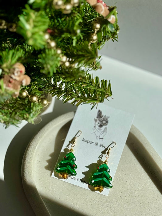 Christmas Tree Beaded Earrings