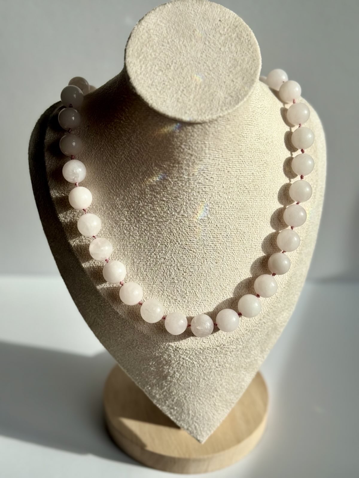 Forbidden Bubblegum Rose Quartz Necklace | Hand-Knotted Silk