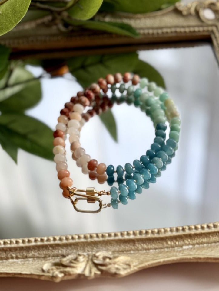 Beach Days Dyed Agate Gold-Filled Statement Necklace with Carabiner Clasp