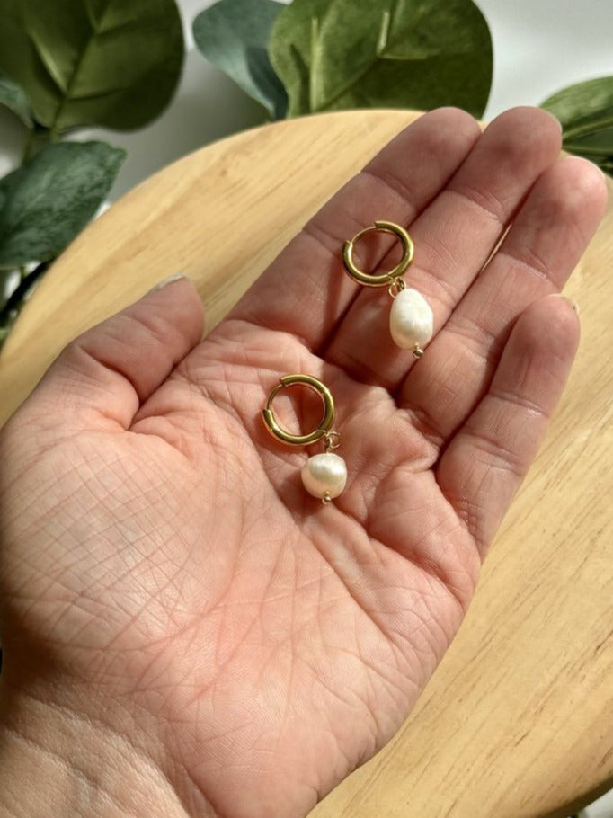 Freshwater Pearl Huggie Hoops