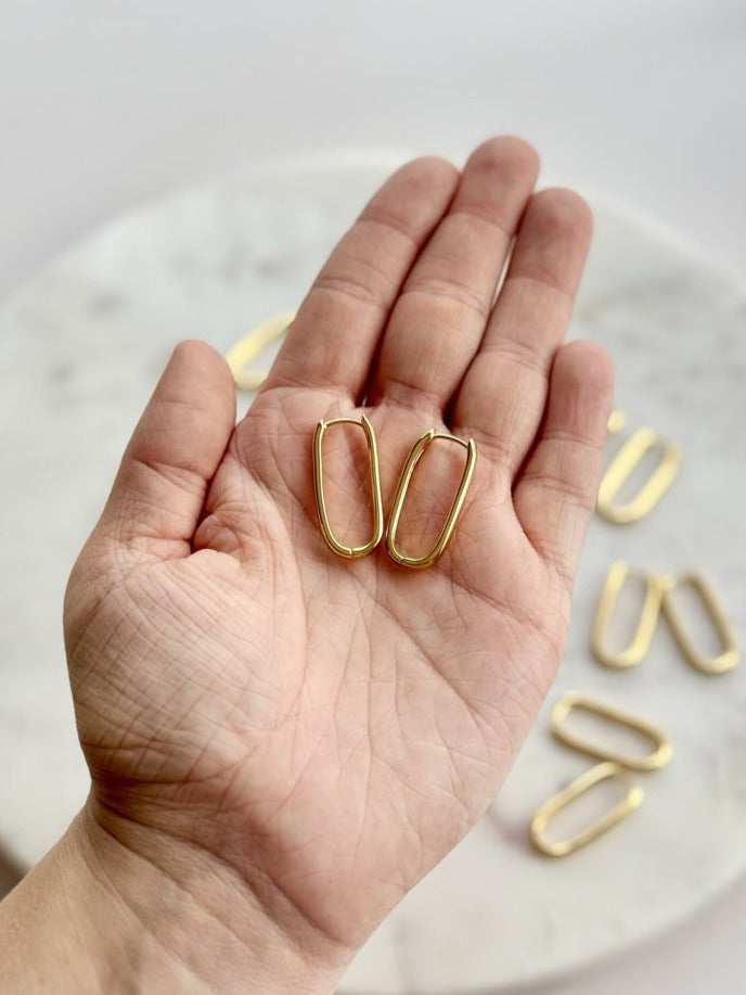 Oval 24k Gold Filled Hoops