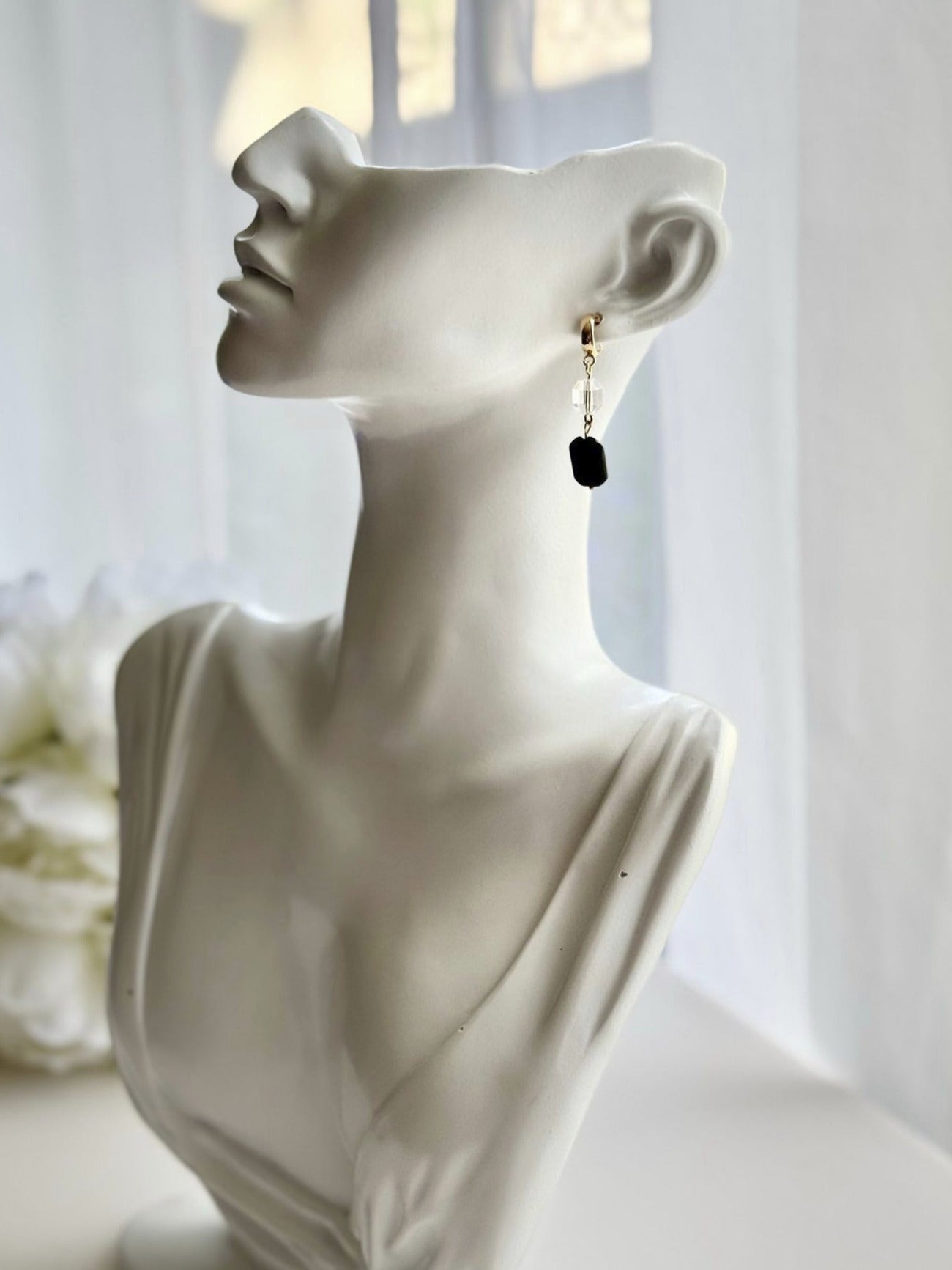 Rainbow Obsidian and Clear Quartz Gemstone Dangles