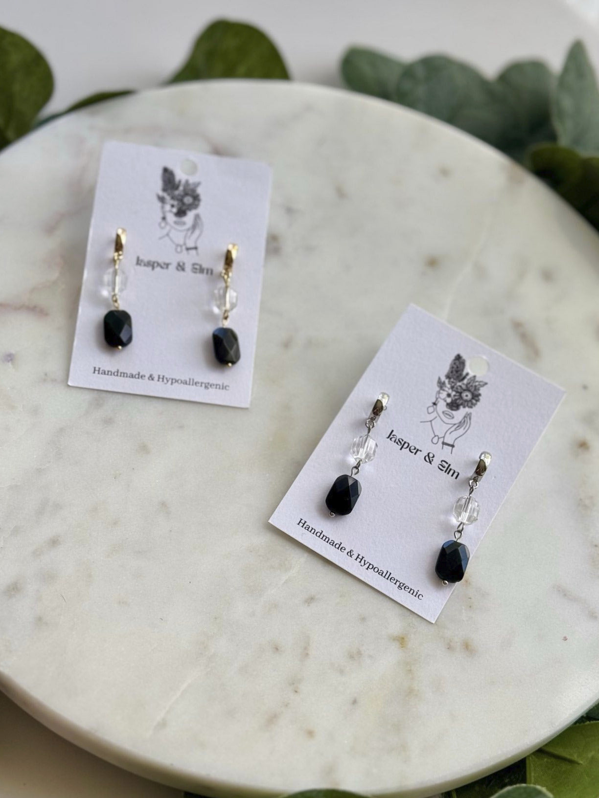 Rainbow Obsidian and Clear Quartz Gemstone Dangles