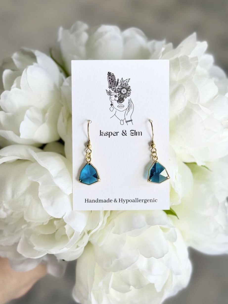 Teal Glass "Gem" Earrings