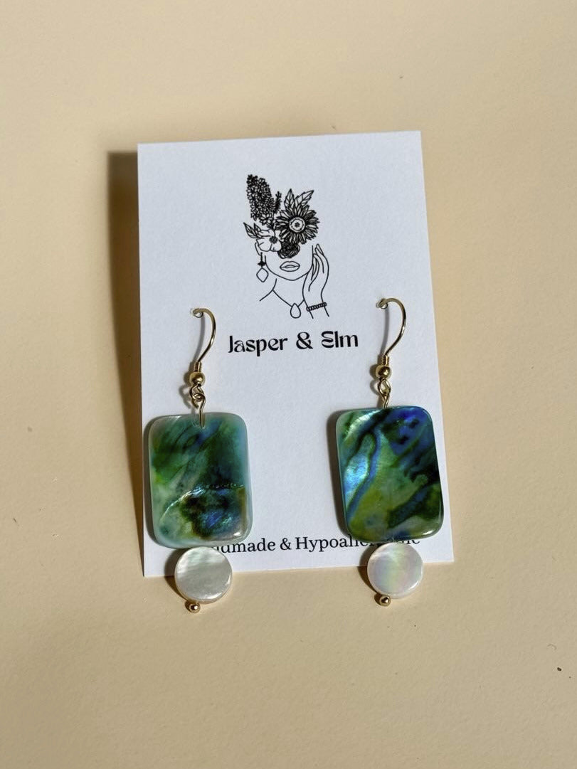 Shell and Mother of Pearl Abstract Earrings