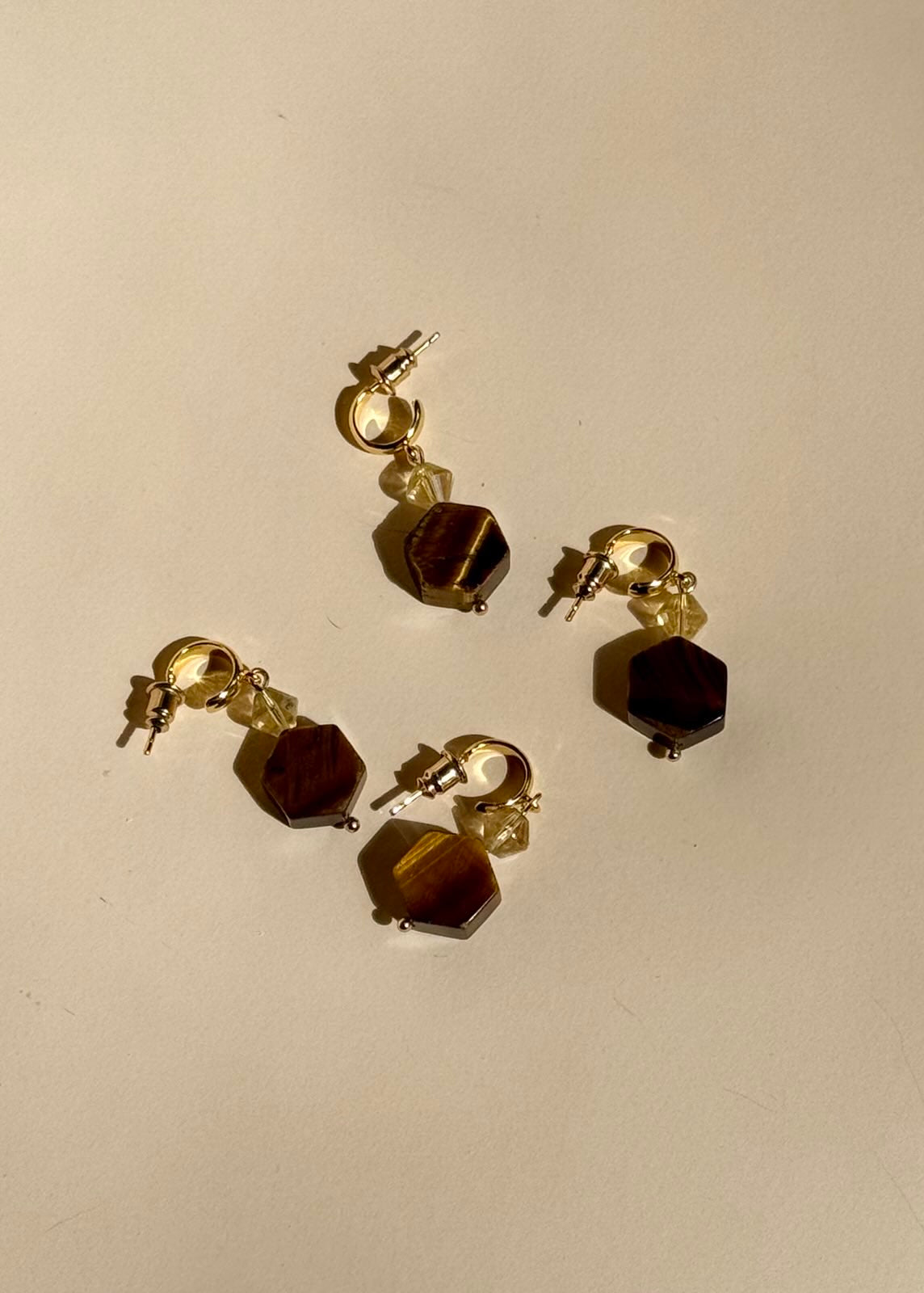 Tigers Eye & Yellow Citrine Earrings