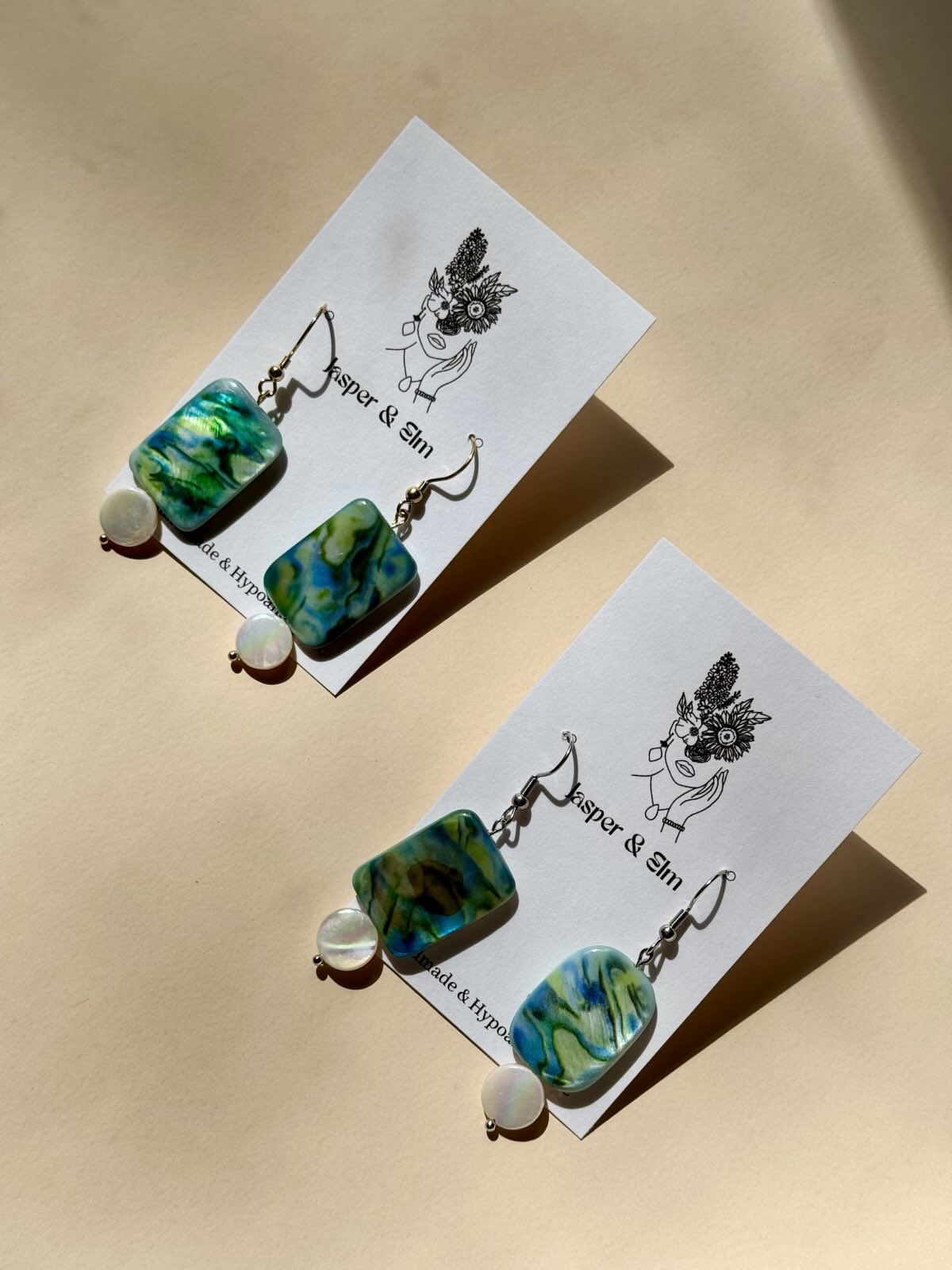 Shell and Mother of Pearl Abstract Earrings