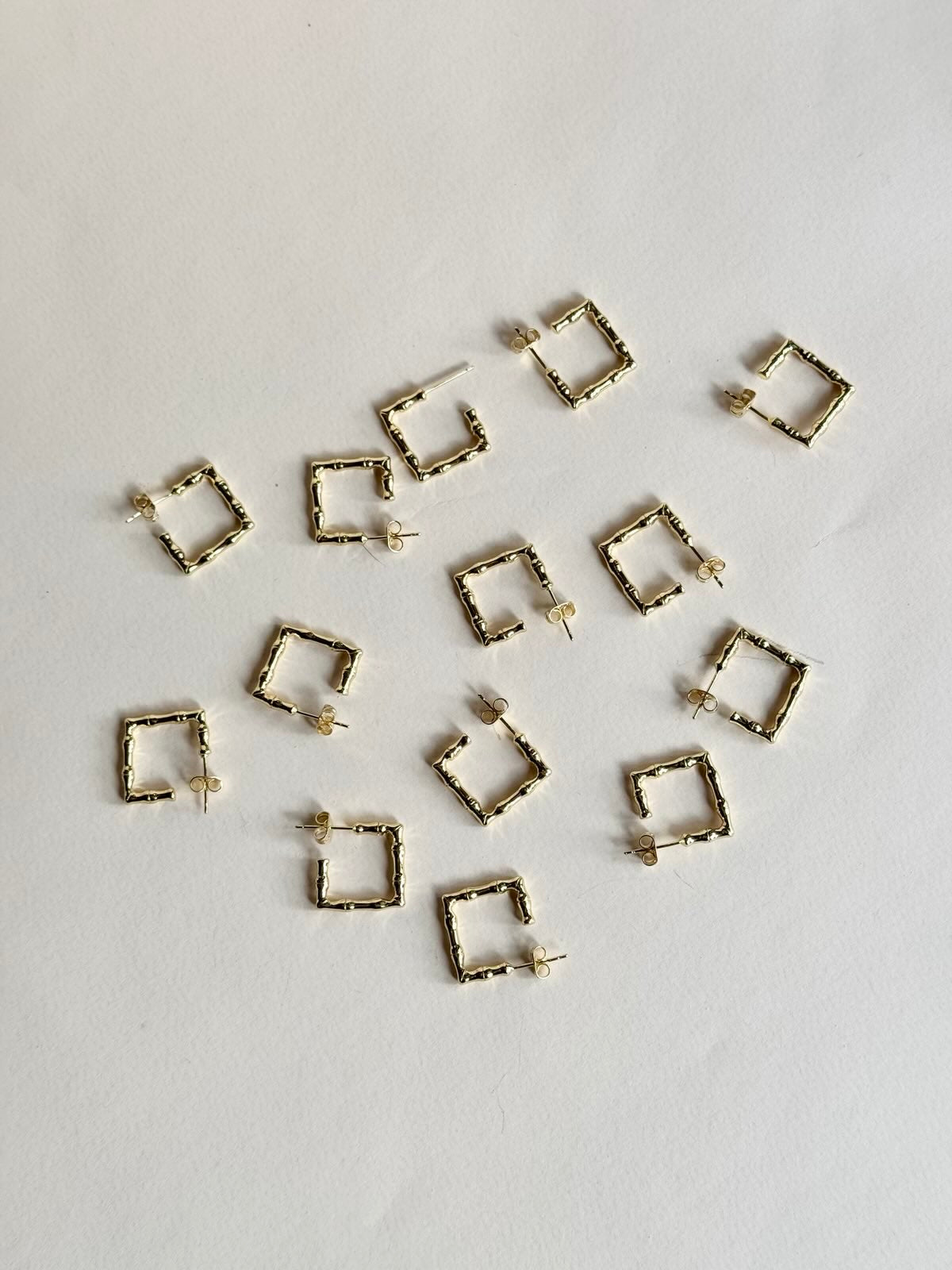 Square Rattan-Style 18K Gold-Filled Hoops