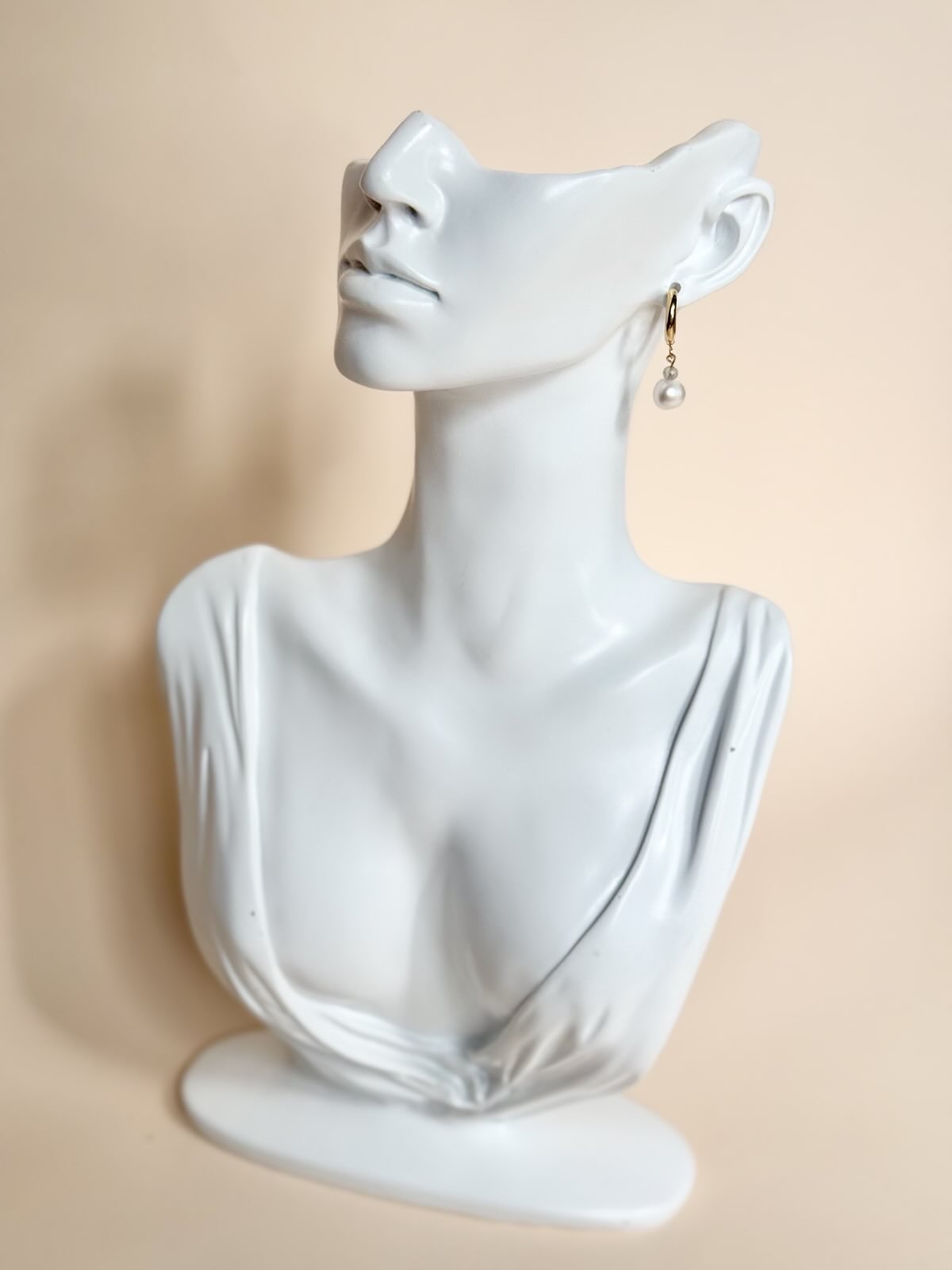 Labradorite and Freshwater Pearl Huggie Hoops