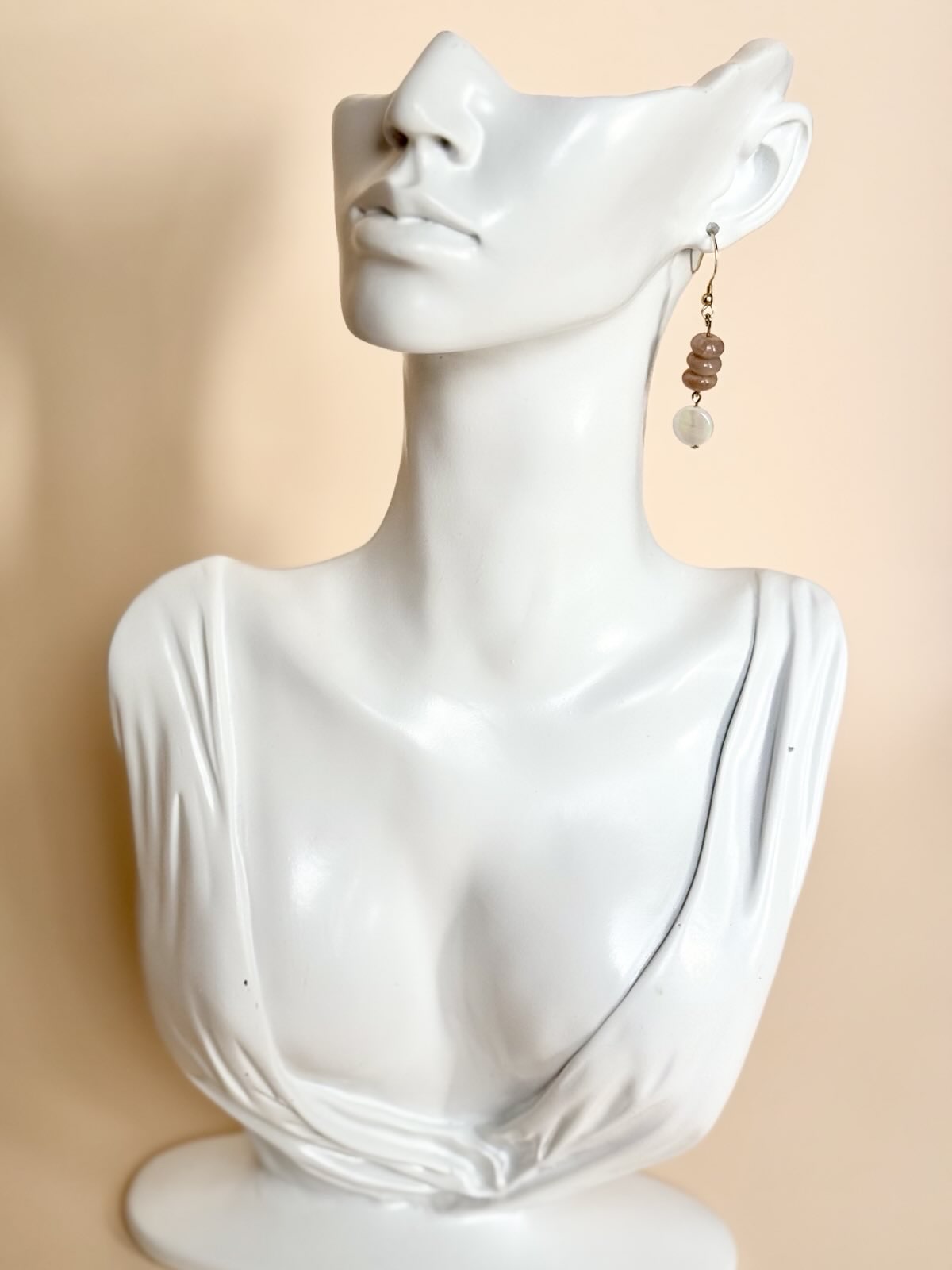 Sunstone & Mother of Pearl Dangling Earrings