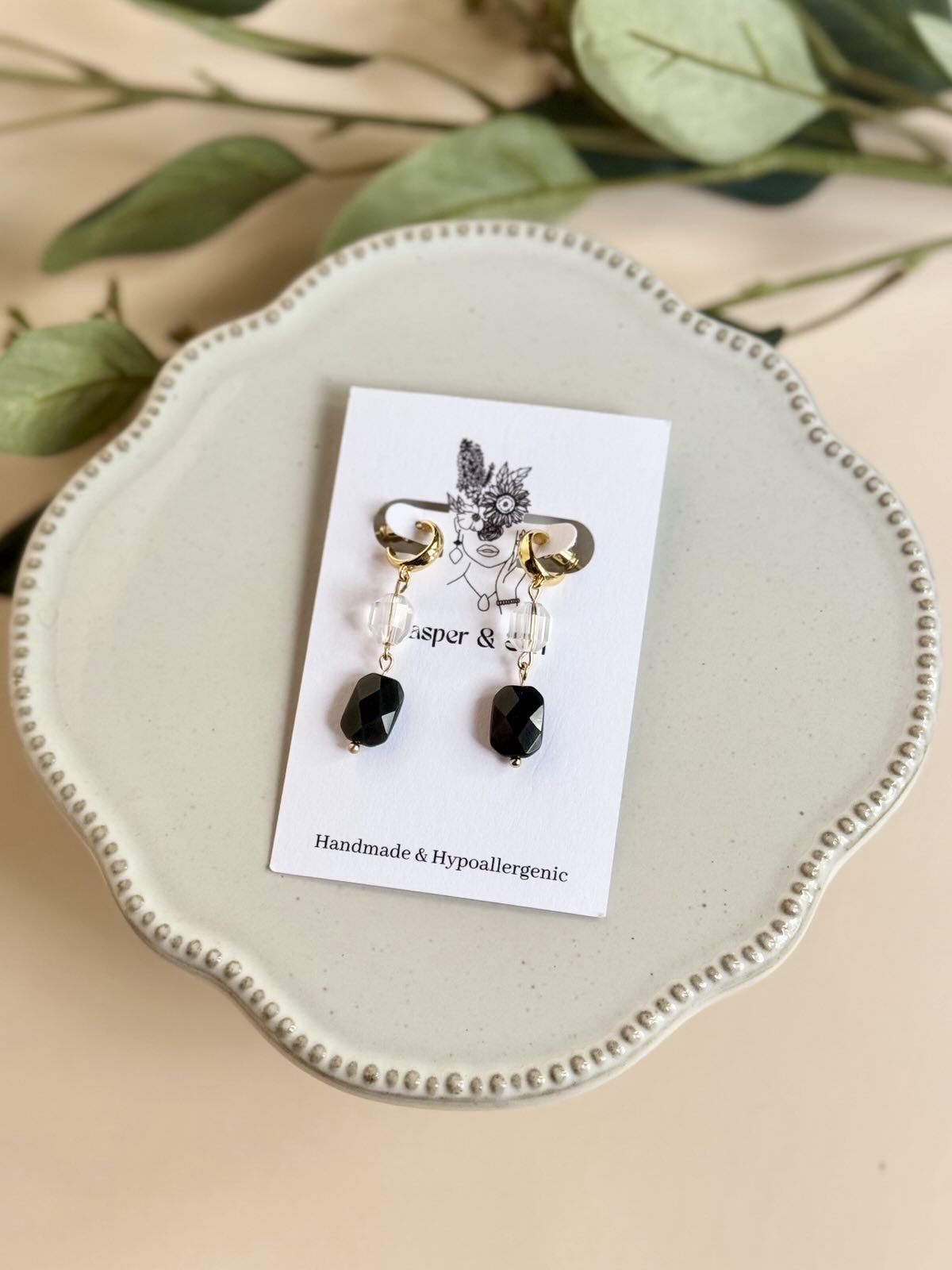 Rainbow Obsidian and Clear Quartz Gemstone Dangles