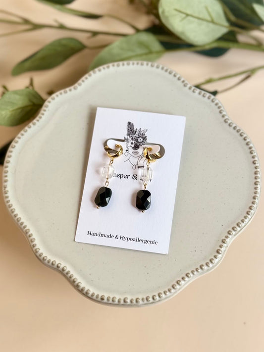Rainbow Obsidian and Clear Quartz Gemstone Dangles