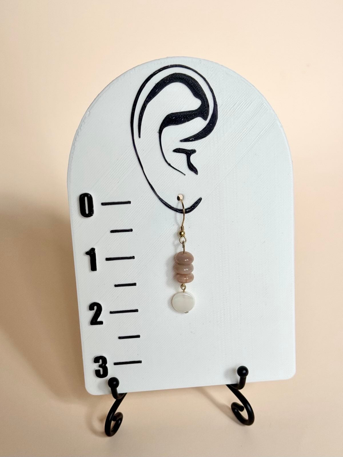 Sunstone & Mother of Pearl Dangling Earrings