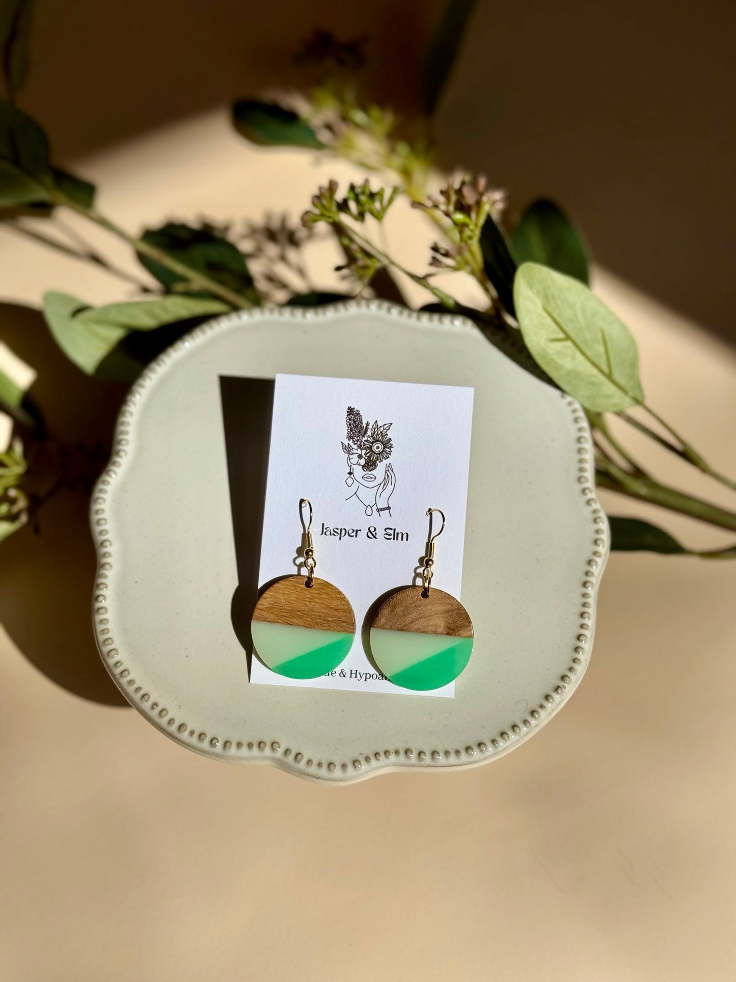 Wood and Resin Earrings