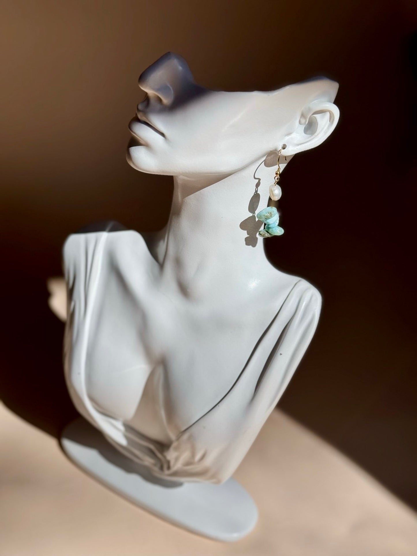 Larimar & Freshwater Pearl Statement Earrings