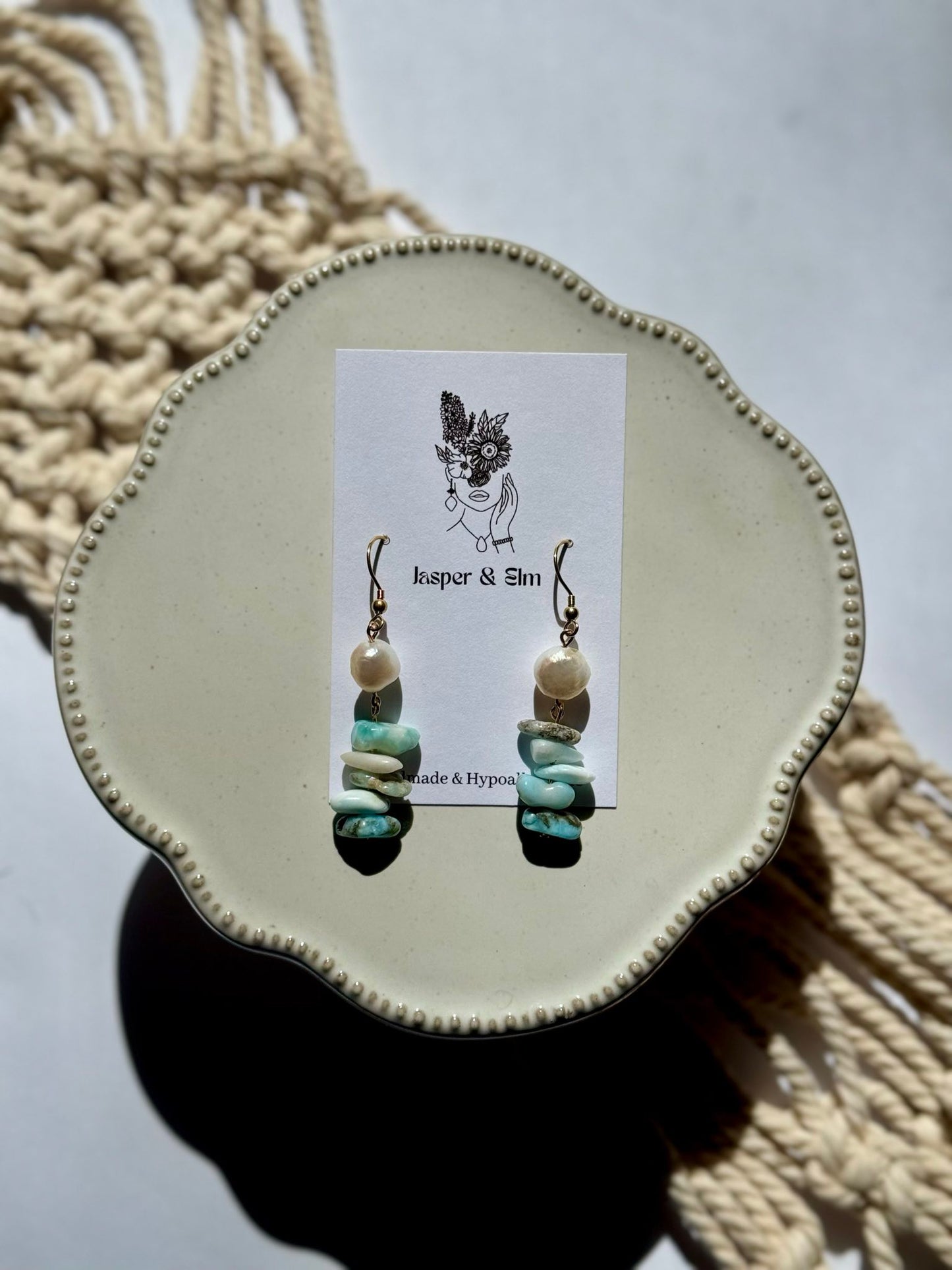 Larimar & Freshwater Pearl Statement Earrings