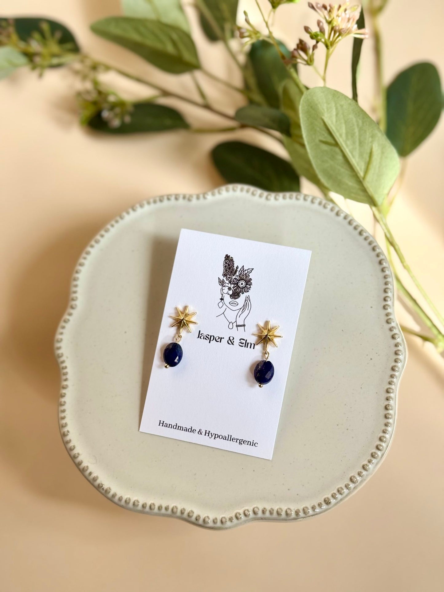 Lapis Star Earrings