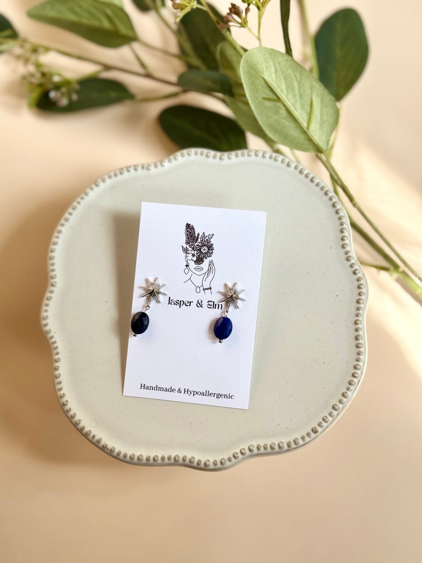 Lapis Star Earrings