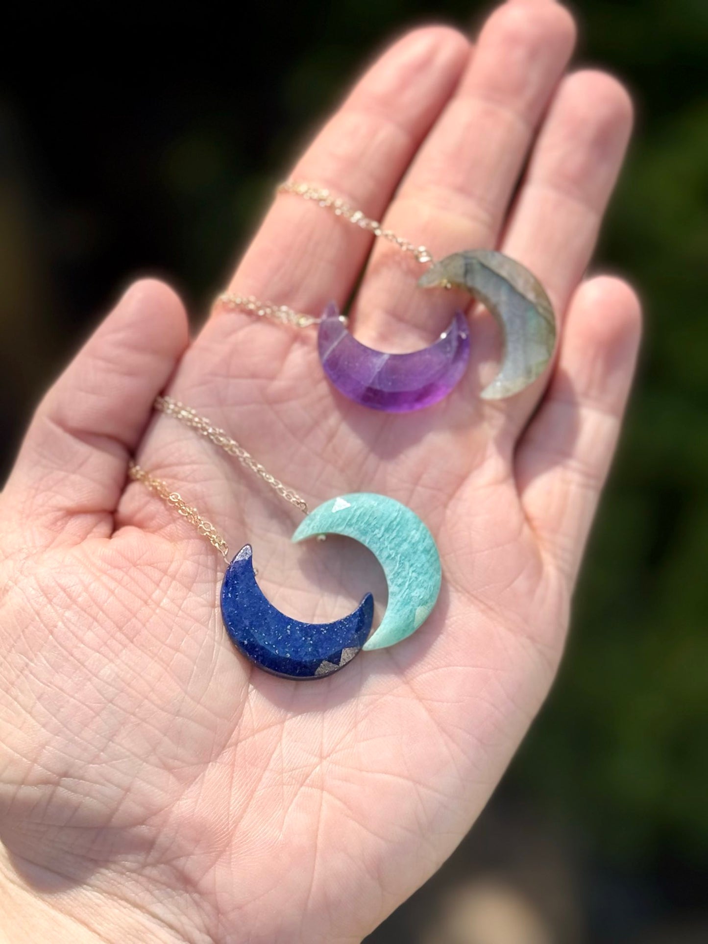 Amethyst Moon Pendant Necklace