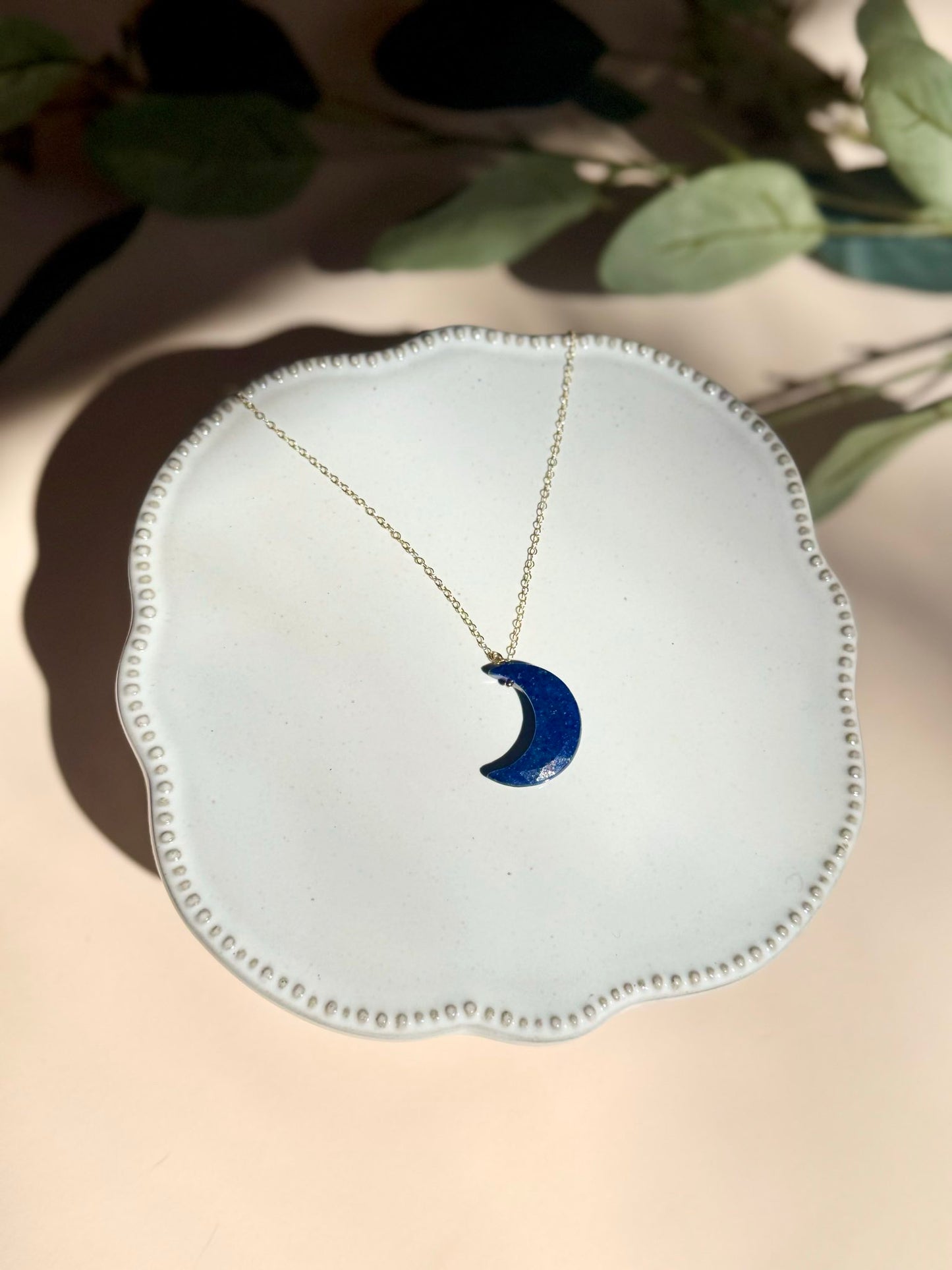 Gemstone Moon Pendant Necklace