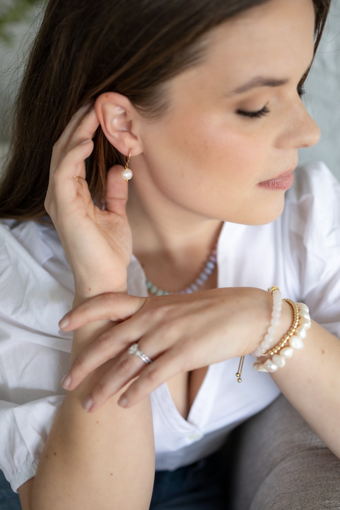 Freshwater Pearl Huggie Hoops