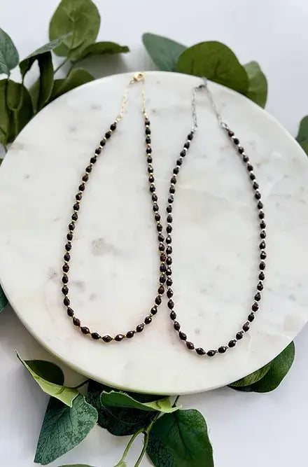 Garnet & Hematite Beaded Gold-Filled Necklace