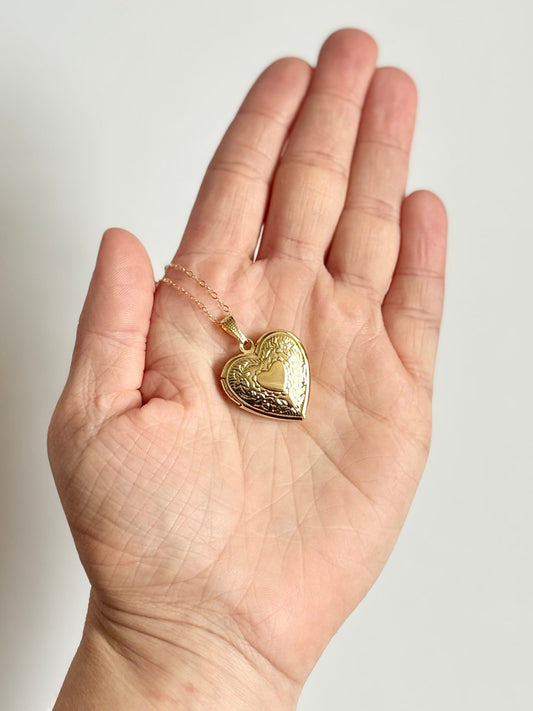 Heart Locket Gold-Filled Charm Necklace