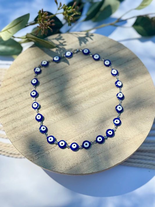 Enamel Evil Eye Stainless Steel Choker Necklace
